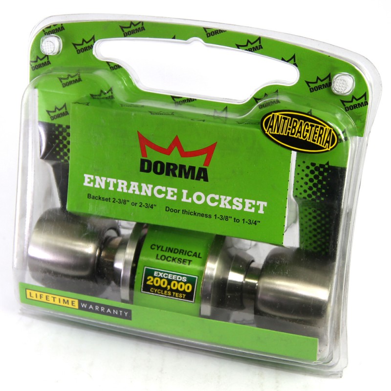 Dorma Entrance Cylindrical Knob Lockset DA3 Demen Finishes US32D Standard Stainless Steel